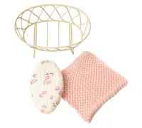 Oxxggkao 1/12 Scale Miniature Dollhouses Baby Crib Bed With Cushion And Blanket For Children Role Playing Game And Imaginative Fun Miniature Nursery Room Bed