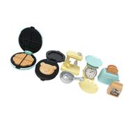 Oxxggkao 1: 12 Scale Tiny Bread Maker Grinder Plates Toy Food Set for Dollhouses Kitchen Accessories Realistic Design Miniature Kitchen Appliances