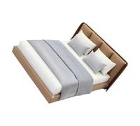 Oxxggkao 1/20 Dollhouses Bedroom Accessory Cream Double Bed with Beddings Realistic Interior Design Craft Project Landscape Props Realistic Dollhouses Bed with Detailed Design