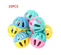 Oxxggkao 10PCS Pet Cats Toy Ball with Bells Pet Interactive Colorful Hollow Balls for Dog Hamster Chinchillas Kit Kitten Toys Balls Feather Mice Animal Food Dispenser Dancer Wand Fishing Da