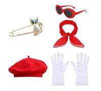 Oxxggkao 1980s French Costume Set Berets Hat Glasses Scarf Gloves Artist Kits For Halloween Cosplay Carnivals