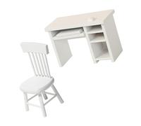 Oxxggkao 2 Piece 1/12 Scale Miniature Office Desk And Chair Set For Dollhouses Accessories With Realistic Design And Construction Collectible Dollhouses Office Model Accessories