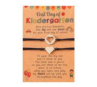 Oxxggkao 2 Pieces First Day of School Heart Matcing Wristband Separation Jewelry for Daughter Girl Heart Matching Bracelets for Couples