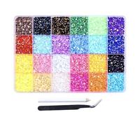 Oxxggkao 24 Colors Jelly Rhinestones Accessories for Nails Art Craft with Sparkling Double Sided Effect and Storage Box Electroplated Diamonds