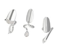 Oxxggkao 3Pieces Trendy Open Knuckles Rings with Brilliant | Easy to Wear Manicure Jewelry Finger Tip Rings for Nightclubs and Fashion Party Enthusiasts Present