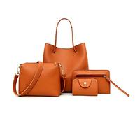 Oxxggkao 4Pcs/set Leather Women Handbag Shoulder Bag Tote Card Holder Purse Messenger Satchel Top Handle Bags Backpack Purse For Women Small Size