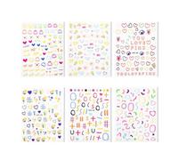 Oxxggkao 6 Sheets Hand Drawn Unique Styles Nails Stickers Art Decals Lovely Bear and Blossom for Girl Art Stickers