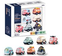 Oxxggkao 7PCS Interactive Cartoon Car Toys Friction Powered One-Push Active & Go Toy Pull Back Vehicle Baby 1/2/3+ Vehicles Baby Friction Model Cars For For Kids Vehicles Cars For Kids