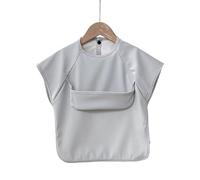 Oxxggkao Adjustable Baby Bib With Spillproof Pocket Breathable Short Sleeve Smock For Toddler Meals Liquid Resistant Toddler Bib