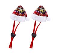 Oxxggkao Adjusting Rope Dog Christmas Hat Classical Plaided Pattern Small Dog Santa Caps for Holiday 2PCS Pet Festival Accessories