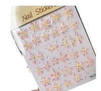 Oxxggkao Artistic 5D Flower Nails Stickers with Elegant Shell Glow Various Styles Quick Stick for Perfect Manicure Waterproof Nails Decals