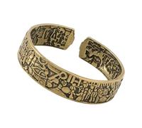 Oxxggkao Artistic Chinese Riverside Scroll Brass Adjustable Open Cuff Design Vintage Charm Jewelry for Him and Her Brass Open Bangle