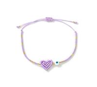 Oxxggkao Artistic Colorful Beaded Featuring Heart Pattern and Evil ' s Eye Charm Wristlet for Everyday Wear Bead Hand Chain Jewelry