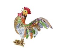 Oxxggkao Artistic Metallic Rooster Themed Storage Case Unique Rooster Ornament Box Ideal for Keeping Your Valuable Jewelry Safe Home Decors Jewelry Holder