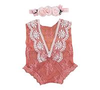 Oxxggkao Baby Lace Romper Headband Set Newborn Photography Props Bodysuit Jumpsuit With Flower Hair Band Infant Fotografie Outfit Photography Props Bodysuit