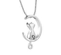Oxxggkao Beautiful Memorial Jewelry for Lost Pets Featuring Moons Pendant to Store Ashes or Hair in Sturdy Stainless Steel Pet Jewelry