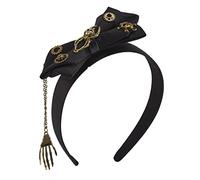 Oxxggkao Black Bows Headband Halloween Hair Day Of The Dead Gothic Skull Hand Steampunk For Women Halloween Hair For Women