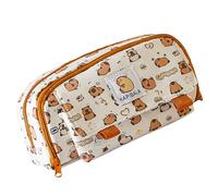 Oxxggkao Capybaras Themed Canvas Pen Bag Portable Pencil Case Stylish Desk Accessory Storage Solution for Students and Artists Stationery Case