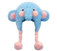 Oxxggkao Cartoon Elephant Plush Hat Fun Earflap Fuzzy Furry Animal For Kids Teens Adults Cosplay Party Winter Headwear Warm Fleece Beanies