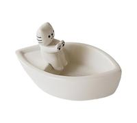 Oxxggkao Ceramic Stand Nonslip Base Cartoon Cats Warming Paws On Boats Figurine Tealight Holder Decorative Desk Essential Ceramic Cats Boats Holder