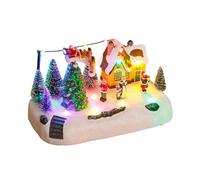 Oxxggkao Christmas Themed Resin Decoration with Musical Functions and Lighting Ornament for Parent Child Bondings Activity Resin Christmas Music Box Ornament with Lights and Melodies