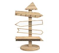 Oxxggkao Creative Wooden Signpost Jewelry Display Stand Net Grid Earring Display Holder Multiple Jewelry Organizer for Women Earring Hanger Organizer Rack with Hooks