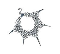 Oxxggkao Dark Rivet Gothic Styles Necklace Featuring Twisted Knot and Sturdy Metal Studs Adjustable Lightweight Chain Heavy Malcontent Adjustable Necklace