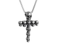 Oxxggkao Dark Styles Skull Crosses Necklace Alloy Gothic Jewelry Unique Skull Gift Perfect for Halloween and Rock Fashion Adjustable Chain Dark