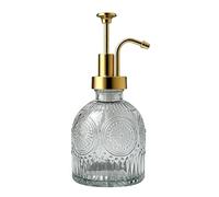 Oxxggkao Decorative Press Type Glass Bottle Soap Dispenser with Flower Embossing Pattern Great for Bathroom Sink Countertop Sun Flower Pattern Bathroom Lotion Dispenser