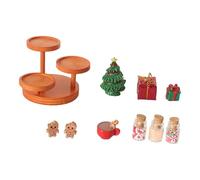 Oxxggkao Doll House Christmas Decoration Miniature Holiday Treat Display Set with Cake Serving Stand and Candy Jars Scene Props Doll House Props