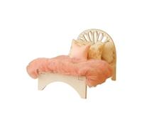 Oxxggkao Double Bed Model House Bed 1: 12 Scale Dollhouses Tiny Bedroom Furniture and Model Displays Miniature Furniture