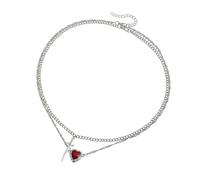 Oxxggkao Edgy Dark Feminine Expression Adjustable Length Alloy Necklace Neckchain Featuring Edged Heart Detail for Concerts Punk Inspired Adjustable Necklace Chain for Evening Gatherings Casual Use