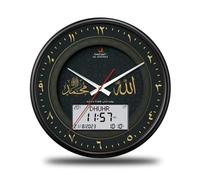 Oxxggkao Elegant Round Alarm Clock Wall Mountable 13 Inch Retro Styles Roman Numerals Includes Date Temperature Display for Home Office Bedroom Wall Clock