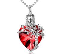 Oxxggkao Entangled Tree Heart Cremation Necklace for Ashes, Red