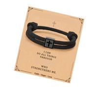 Oxxggkao Faith Inspired Handcrafted Featuring a Crosses Charm on Comfortable Rope Adjustable Religious Rope Wristband