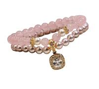 Oxxggkao Fashionable Double Layer Pearls Bead with Resin Construction Versatile Handchain for Casual and Formal Occasions Lightweight Resin