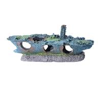 Oxxggkao Fishtanks Decoration Resin Ship Figurine Shelter Cave Landscape Wrecked Ship Statue Fish Shrimp Landscaping Hideouts House Fishtanks Landscape Decors