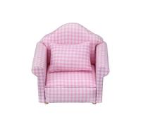 Oxxggkao Flower Pattern Miniature Sofa Furniture 1/12 Doll House Scene Display Accessory for Kids Pretend Play Craft Project Kits Wooden Doll House Furniture