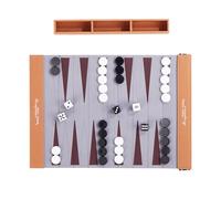 Oxxggkao Foldable Rolls Up PU Leather Backgammon Board Game Mat with Acrylic Piece Ideal for Picnics Parties and Gifts Rolls Up Set