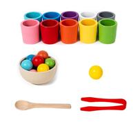 Oxxggkao Fun Wood Color Sorting Cups and Balls Toy to Develop Children Hand Eye Coordination and Logical Thinking Ability Educational Toy
