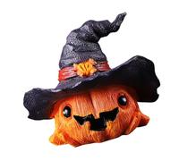 Oxxggkao Halloween Resins Sculpture Pumpkin Character With Witch Hat Miniature Figurine Ornament Indoor Festives Shelf Display Safe Resins Holiday Figurine Office Display