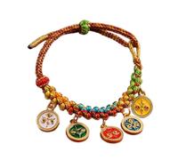 Oxxggkao Handcrafted with Five Deities Tibetan Wristchain Colorful Rope Handchain Adjustable Wristband Jewelry for Women Colorful