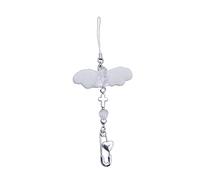 Oxxggkao Handmade Cute Phone Charm Y2K Women White Angel Wing Pendant Bear Lanyard Loves Heart Bead Cartoon Accessories Bear Crossed White Angel Wing Tassels Phone Lanyard