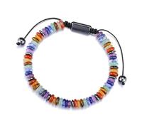 Oxxggkao Handmade Multicolor Natural Stone Flying Discs Beaded Lightweight Adjustable Jewelry For Women Men Lightweight Natural Stone