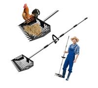 Oxxggkao Heavy Duty Metal Poultry Waste Shovel with Comfortable Handle for Chicken House Cleaning and Maintenance Chicken Dung Removal Tool