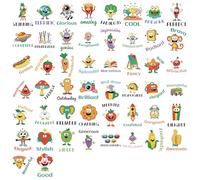 Oxxggkao Kids DIYer Craft Decals 50PCS Cartoon Reward Sticker Labels None Toxic PVC Materials Waterproof School Home Classroom Decor PVC Waterproof Decorative Stickers