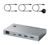 Oxxggkao KVM Switcher USB C Dock Enables 2 Laptops to Share Double 4K Monitor 4 USB3.0 Devices with 80W Power USB C KVM Double Monitor