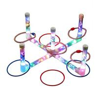 Oxxggkao LED LightUp Rings and Toss Set Outdoor Lawns Game for Family Night Activity Picnics Backyard Play Team Building Exercise Nighttime Activity Glowing Rings Game for Gathering