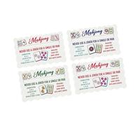 Oxxggkao Mahjong Reference Cards 4 Piece Lookup Set with Printed Gameplay Reminder Layout for Tabletop Game Night and Club Use Mahjong Rule Reminder Cards Reference Tabletop Line Finder