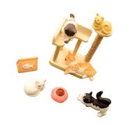 Oxxggkao Miniature Decor Set, 1/12 Scale Models with Climbing Tree and Bowls for and Display Cats Scene Setting Accessories
